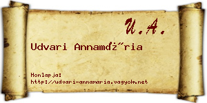 Udvari Annamária névjegykártya
